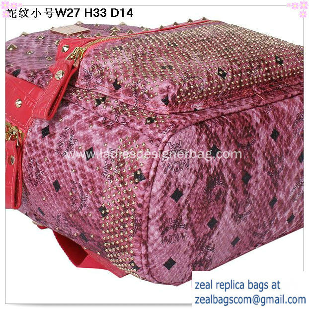 High Quality Replica MCM Armour Small Backpack Snake Leather MC2095S Rose